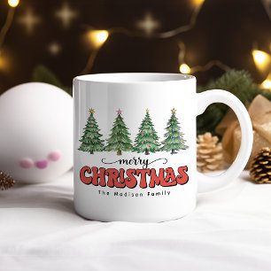 Mug Aquarelle moderne Festive Joyeux Arbre de Noël