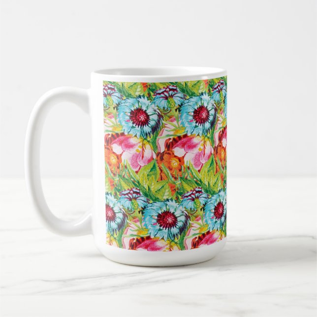 Mug Aquarelle moderne Fleurs tropicales Patter sans jo (Gauche)