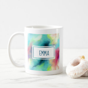 Mug Aquarelle moderne Green & Red Space Nebula