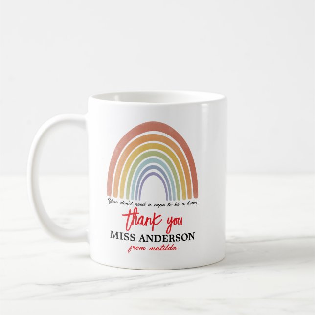 Mug Aquarelle moderne Rainbow Nurse Merci (Gauche)
