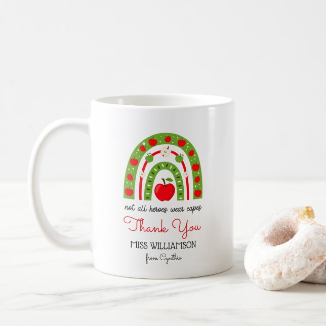 Mug Aquarelle moderne Rainbow Teacher Merci Cadeau (Avec donut)