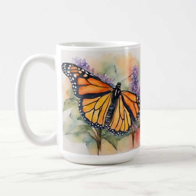 Mug Aquarelle Monarch Papillon Imprimer (Gauche)