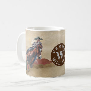 Mug Aquarelle Monogramme Nom Cowgirl on Horse Western