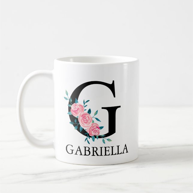 Mug Aquarelle Monogramme Personnalisée Lettre simple C (Gauche)