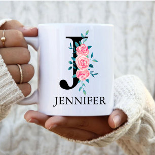 Mug Aquarelle Monogramme Personnalisée Lettre simple C