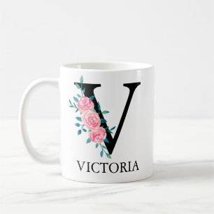 Mug Aquarelle Monogramme Personnalisée Lettre unique V
