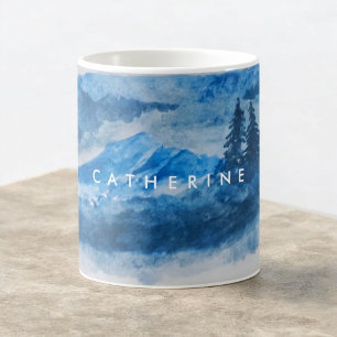 Mug Aquarelle Montagnes d'hiver Peinture paysagère