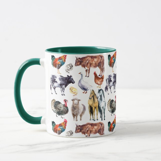 Mug Aquarelle motif des animaux de ferme (Gauche)