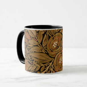 Mug aquarelle motif floral noir marron noir,