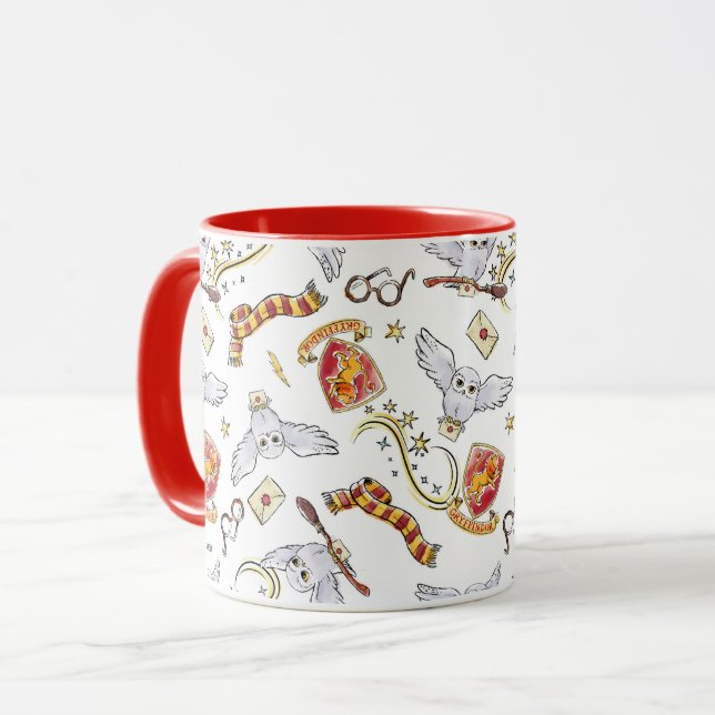 Mug Aquarelle Motif HEDWIG GRYFFINDOR™ (Devant gauche)
