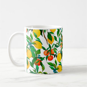 Mug Aquarelle motif sans couture avec agrumes.