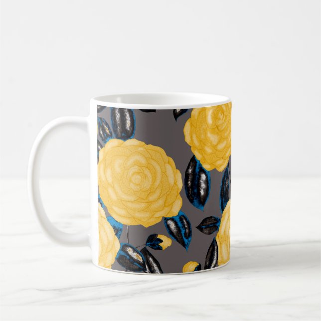 Mug Aquarelle motif sans couture avec fleurs de caméli (Gauche)