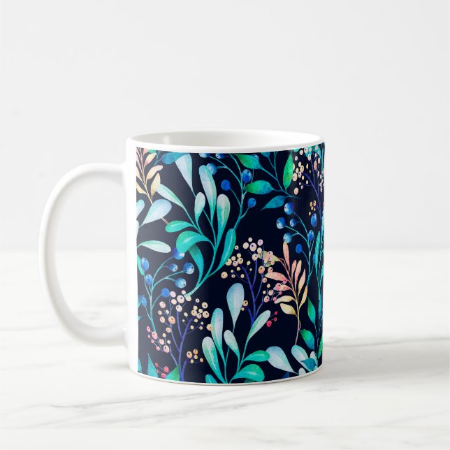 Mug Aquarelle motif sans couture. Botanique complexe (Gauche)