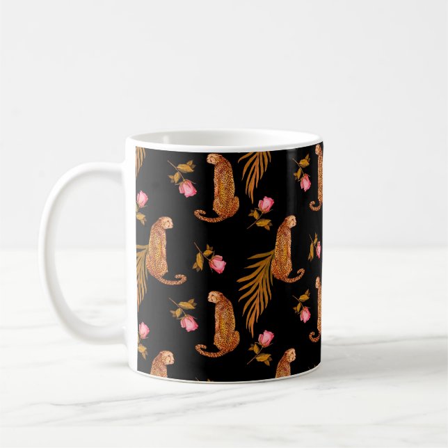 Mug Aquarelle motif transparent avec guépards (Gauche)