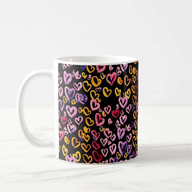 Mug Aquarelle motif transparent avec les coeurs.  (Gauche)