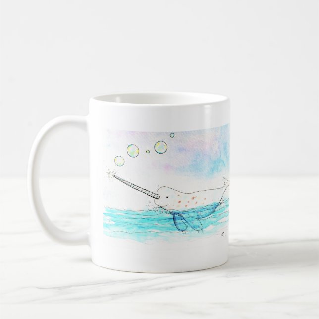 Mug Aquarelle Narwhal Popping (Gauche)