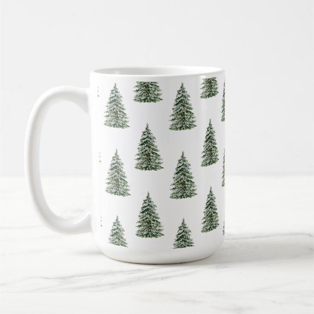 Mug Aquarelle neige Motif sapin de Noël (Gauche)