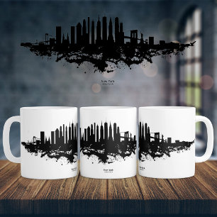 Mug Aquarelle New York Skyline noir et blanc