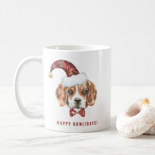 Mug Aquarelle Noël Beagle Père Noël Joyeux Howlidays