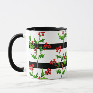 Mug Aquarelle Noël Holly Moderne Motif