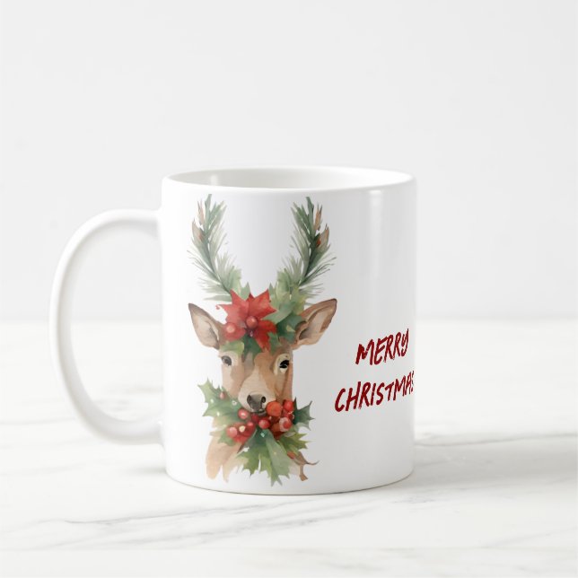 Mug Aquarelle Noël rennes (Gauche)