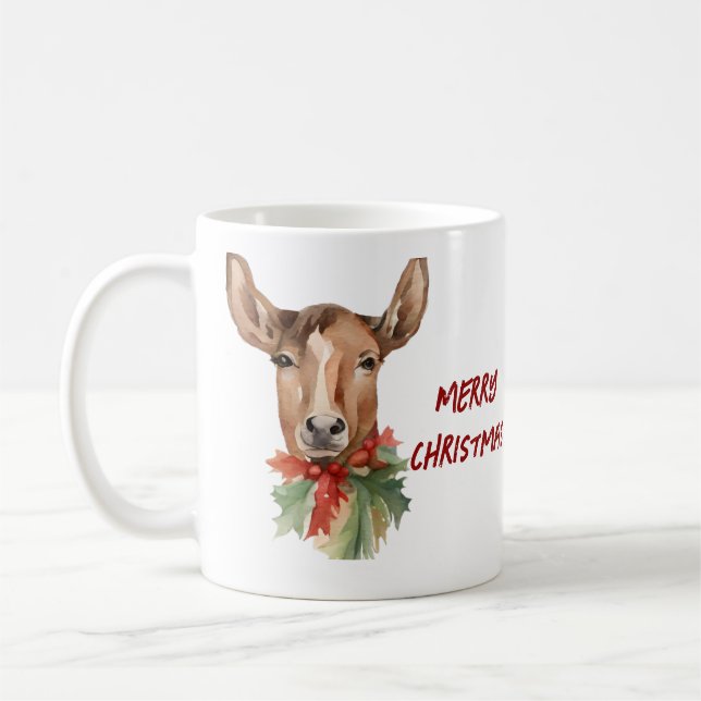 Mug Aquarelle Noël rennes (Gauche)