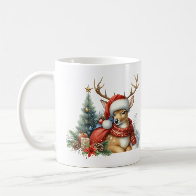 Mug Aquarelle Noël rennes (Gauche)