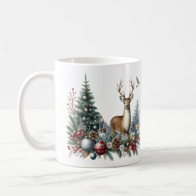 Mug Aquarelle Noël rennes (Gauche)