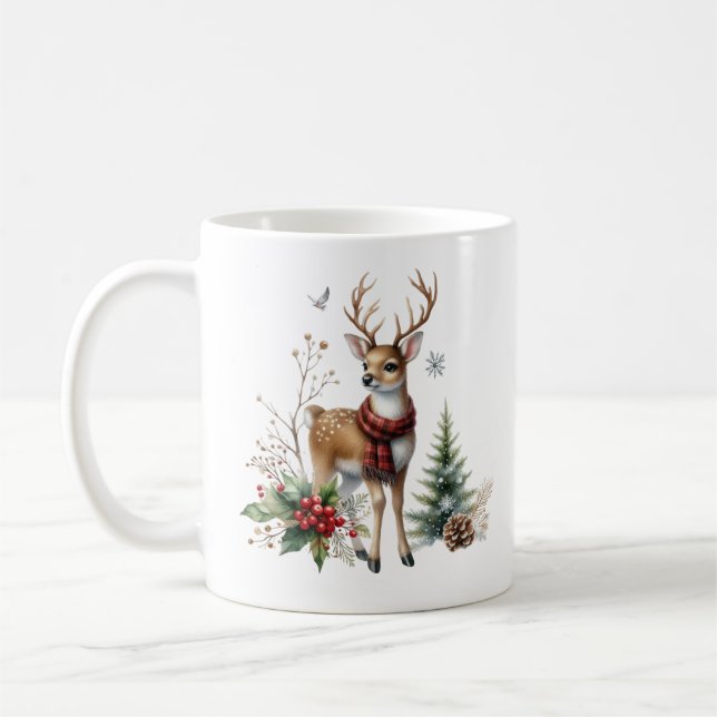 Mug Aquarelle Noël rennes (Gauche)