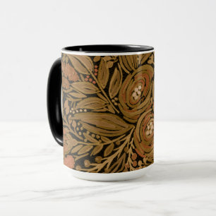 Mug aquarelle noir brun motif floral noir, brun