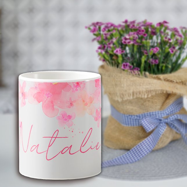 Mug Aquarelle nom floral blanc (Créateur téléchargé)