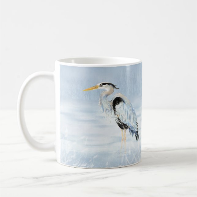 Mug Aquarelle Oiseau de grand héron bleu (Gauche)