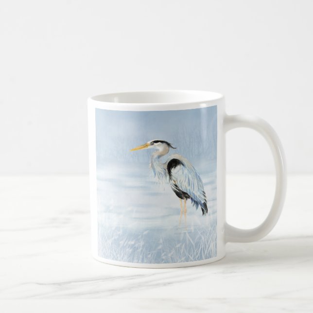 Mug Aquarelle Oiseau de grand héron bleu (Droite)
