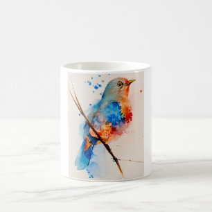 Mug Aquarelle Oiseau Peinture Toile Mur Art Bleu Oisea