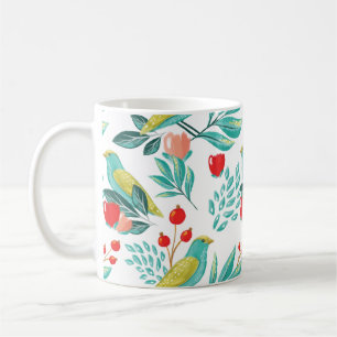Mug Aquarelle Oiseaux, canneberge et verdure Noël