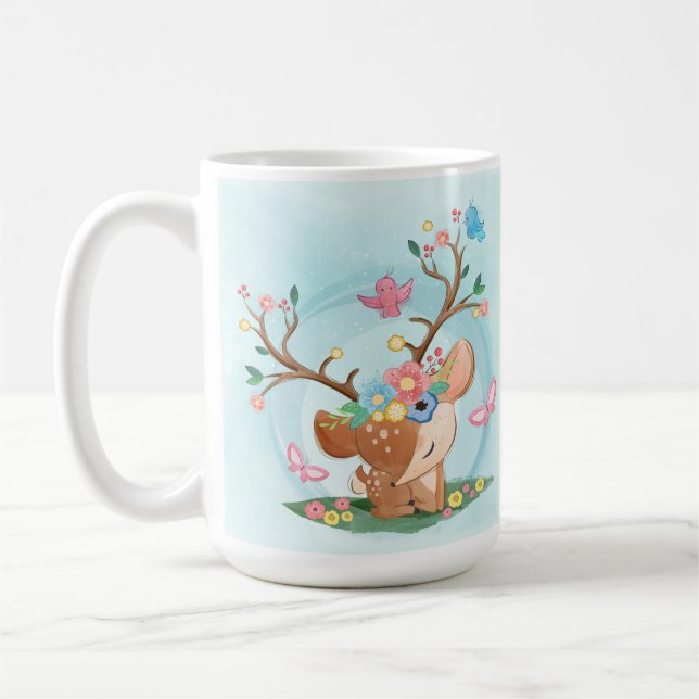 Mug Aquarelle, Oiseaux, Papillons (Gauche)