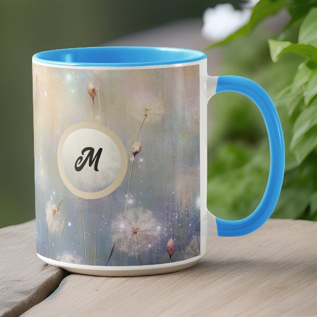 Mug Aquarelle or Regarder les pissenlits Monogramme in (Créateur téléchargé)