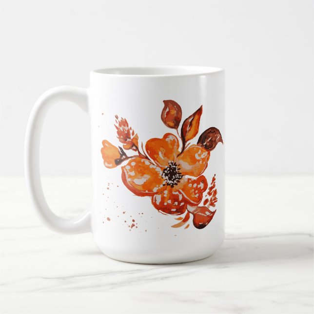 Mug Aquarelle orange Floral (Gauche)