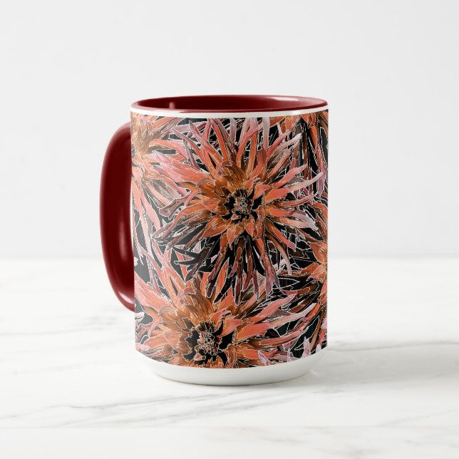 Mug Aquarelle orangée et marron. (Devant gauche)