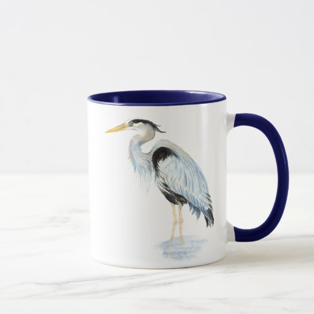 Mug Aquarelle originale Great Blue Heron Bird (Droite)