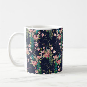 Mug aquarelle paon motif sur une cerise d'arbre, fleur
