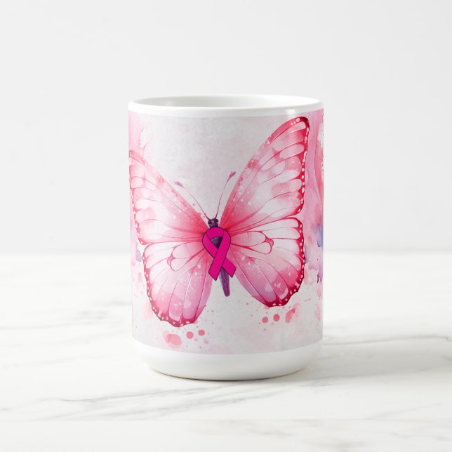 Mug Aquarelle Papillon Beurre Sensibilisation au cance (Centre)