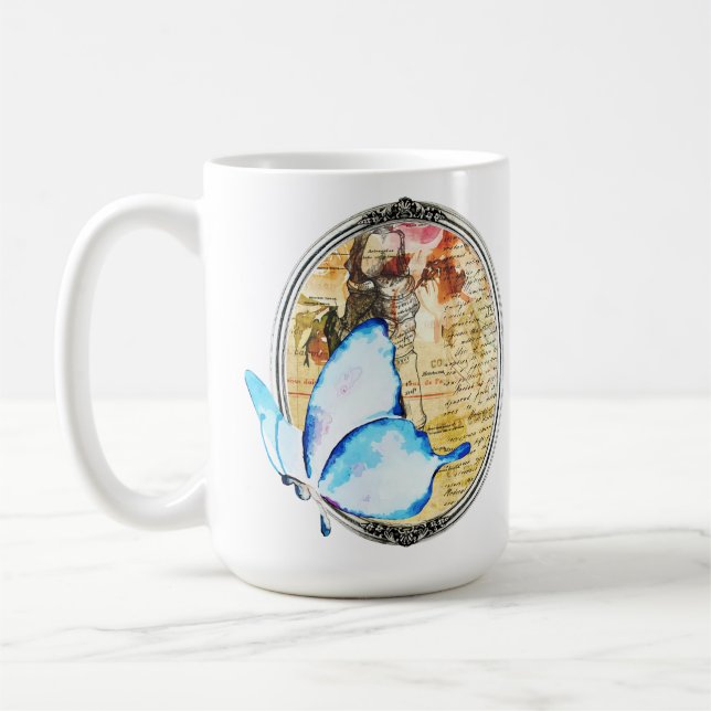 Mug Aquarelle Papillon Et Cadre (Gauche)