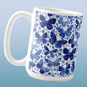 Mug Aquarelle papillon Indigo Blue