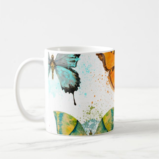 Mug Aquarelle Papillon Motif sans couture (Gauche)