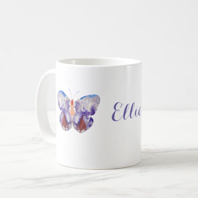 Mug Aquarelle papillon personnalisée (Devant gauche)