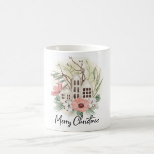 Mug Aquarelle Pastel rose Brown vert Joyeux Noël