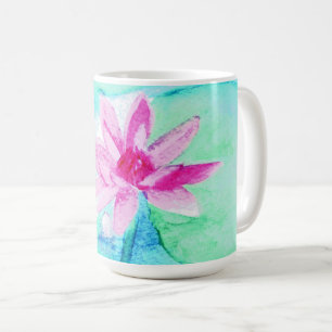 Mug Aquarelle Pastel Rose Lotus Fleurs