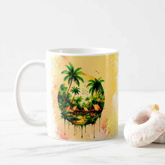 Mug aquarelle paysage (Avec donut)