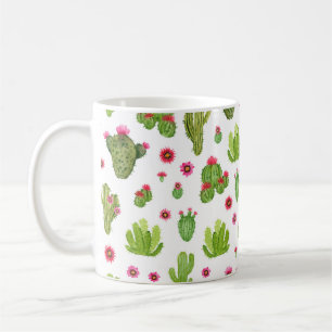 Mug Aquarelle peinte à la main cactus sans couture mot
